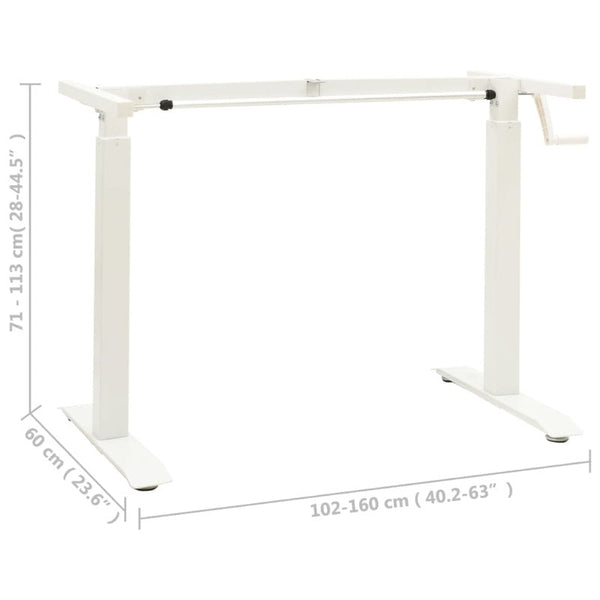 Vidaxl Manual Height Adjustable Standing Desk Frame Hand Crank White Home Office Desks