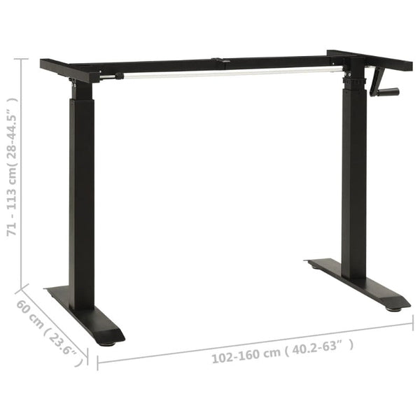 Vidaxl Manual Height Adjustable Standing Desk Frame Hand Crank Black Standing Desks