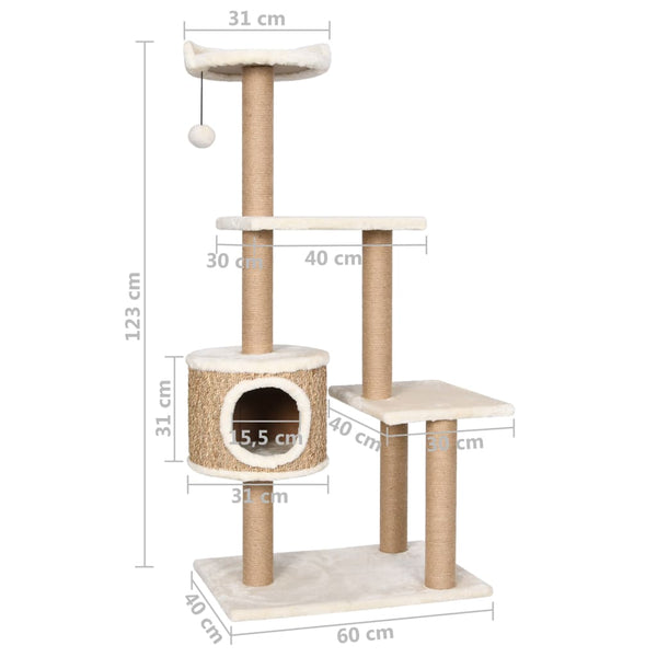 Cat Tree With Scratching Post 123Cm Seagrass Furniture & Scratchers