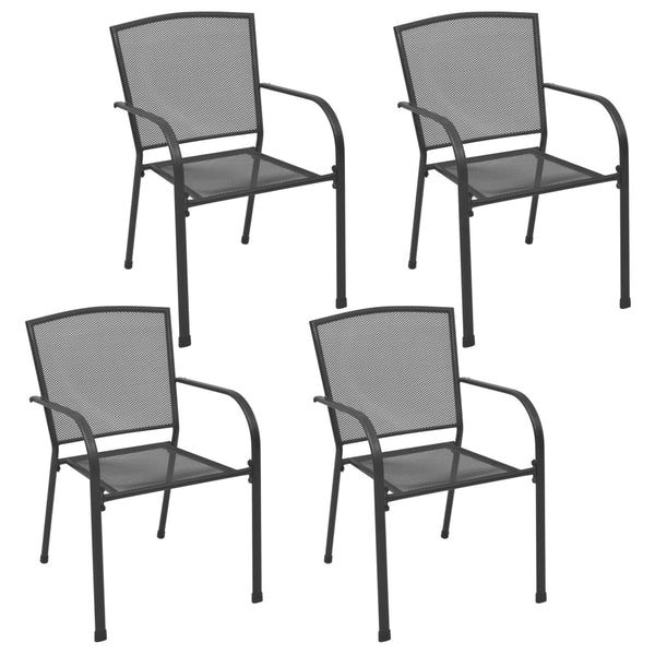 Outdoor Chairs 4 Pcs Mesh Design Anthracite Steel Patio Chairs