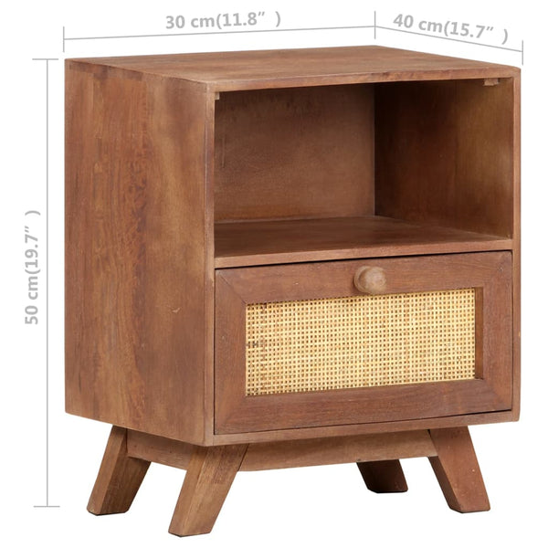 Bedside Cabinet 40X30x50 Cm Solid Mango Wood Bedside Tables