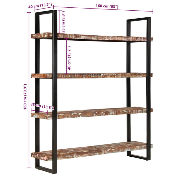 Vidaxl 4 Tier Bookcase 160X40x180 Cm Solid Reclaimed Wood Bookshelves