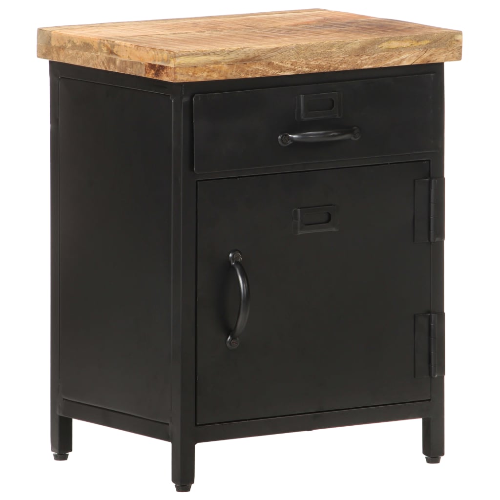 Bedside Cabinet 40X30x52 Cm Rough Mango Wood Bedside Tables