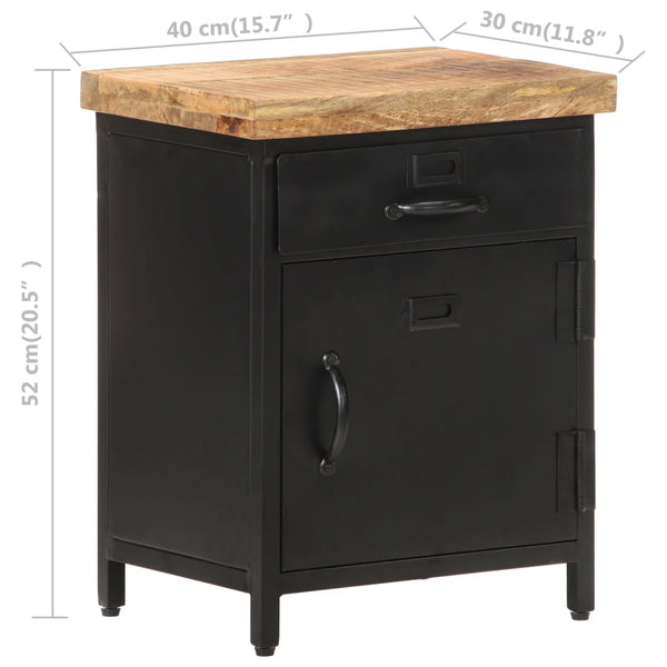 Bedside Cabinet 40X30x52 Cm Rough Mango Wood Bedside Tables