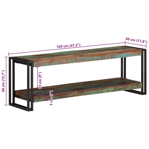 Solid Reclaimed Wood Tv Cabinet 120X30x40 Cm Industrial Style Tv Stands & Entertainment Units