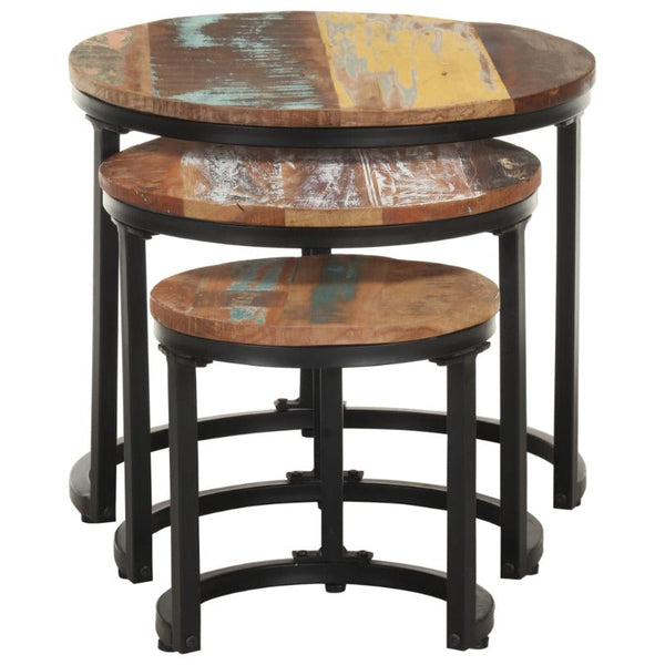 3 Pcs Solid Reclaimed Wood Side Tables
