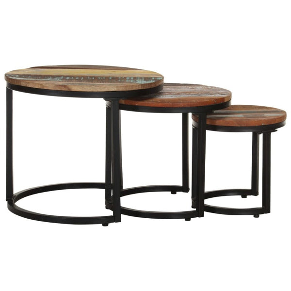 3 Pcs Solid Reclaimed Wood Side Tables