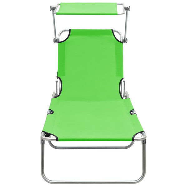 Loungers Folding Sun Lounger With Canopy Steel Apple Green