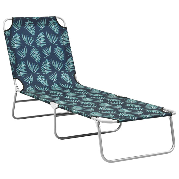 Folding Sun Lounger Steel And Fabric Leaves Print Loungers
