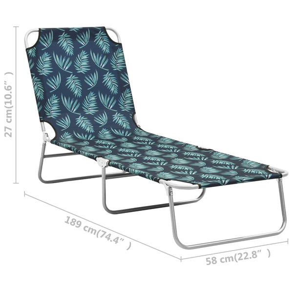 Folding Sun Lounger Steel And Fabric Leaves Print Loungers