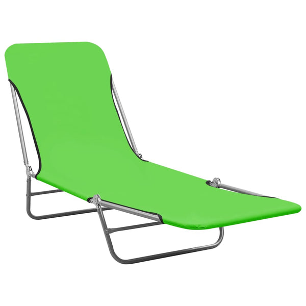 Folding Sun 2 Pcs Steel And Fabric Green Loungers