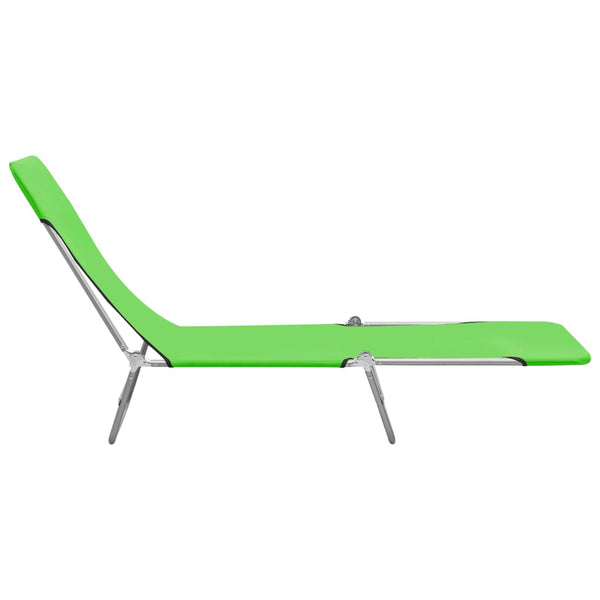 Folding Sun 2 Pcs Steel And Fabric Green Loungers