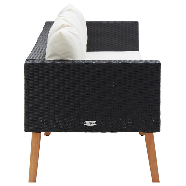 3 Seater Garden Sofa With Cushions Poly Rattan Black Patio Chairs