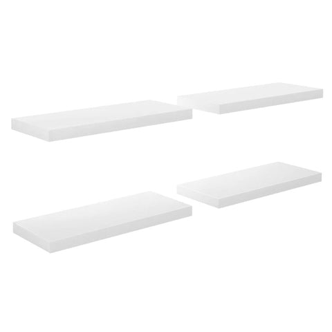 Floating Wall Shelves 4 Pcs High Gloss White 60X23.5X3.8 Cm Mdf Bookshelves