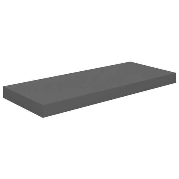 Floating 2 Pcs High Gloss Grey 60X23.5X3.8 Cm Mdf Wall Shelves