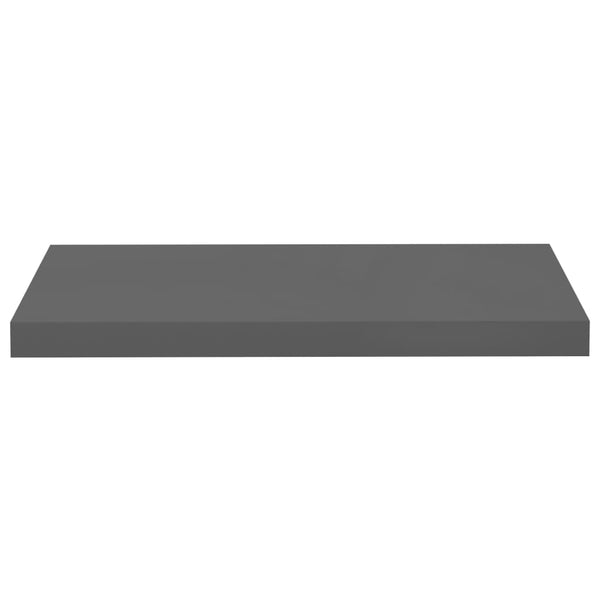 Floating 2 Pcs High Gloss Grey 60X23.5X3.8 Cm Mdf Wall Shelves