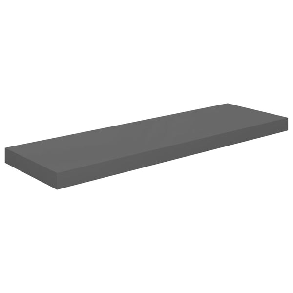 Floating 2 Pcs High Gloss Grey 80X23.5X3.8 Cm Mdf Wall Shelves