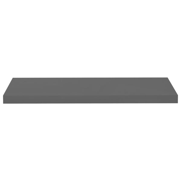 Floating 2 Pcs High Gloss Grey 80X23.5X3.8 Cm Mdf Wall Shelves
