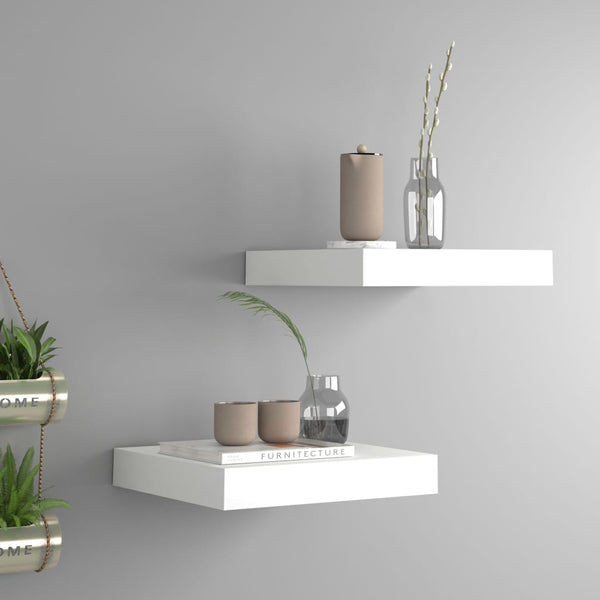 Wall Shelves Floating 2 Pcs White 23X23.5X3.8 Cm Mdf