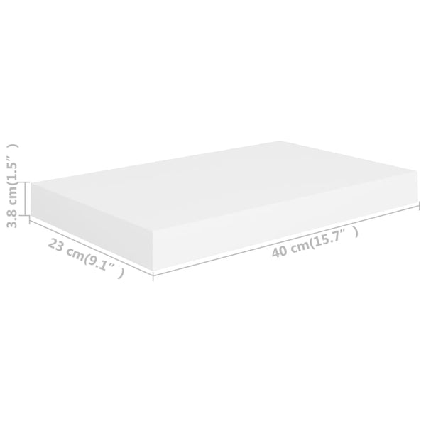 Floating Wall Shelf White 40X23x3.8 Cm Mdf Bookshelves