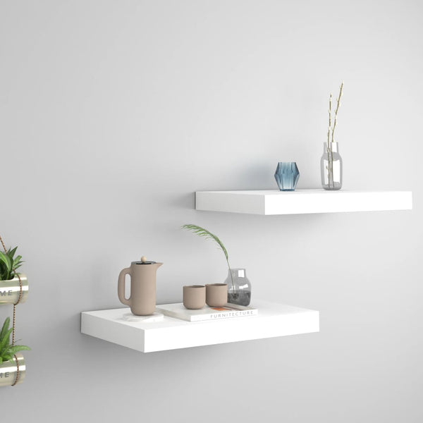 Floating Wall Shelves 2 Pcs White 40X23x3.8 Cm Mdf Bookshelves