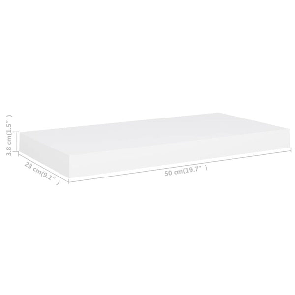 Floating 2 Pcs White 50X23x3.8 Cm Mdf Wall Shelves