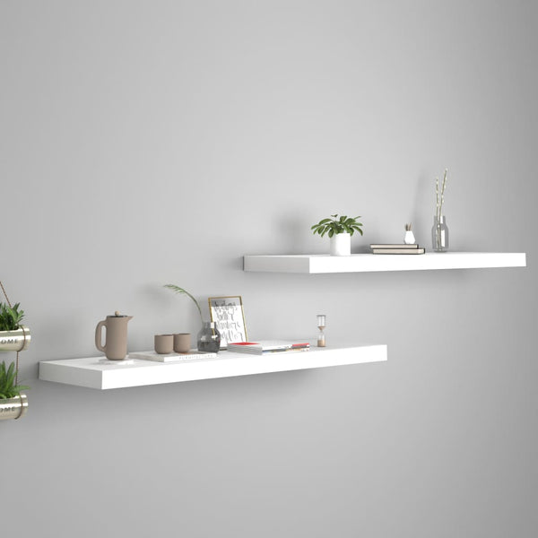 Vidaxl Floating 2 Pcs White 90X23.5X3.8 Cm Mdf Wall Shelves