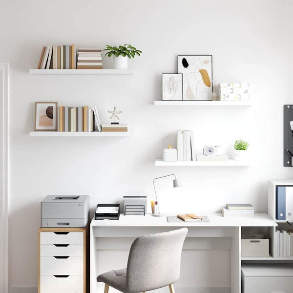 Vidaxl Floating 4 Pcs White 90X23.5X3.8 Cm Mdf Wall Shelves
