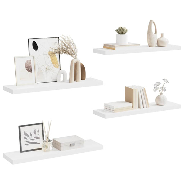 Vidaxl Floating 4 Pcs White 90X23.5X3.8 Cm Mdf Wall Shelves