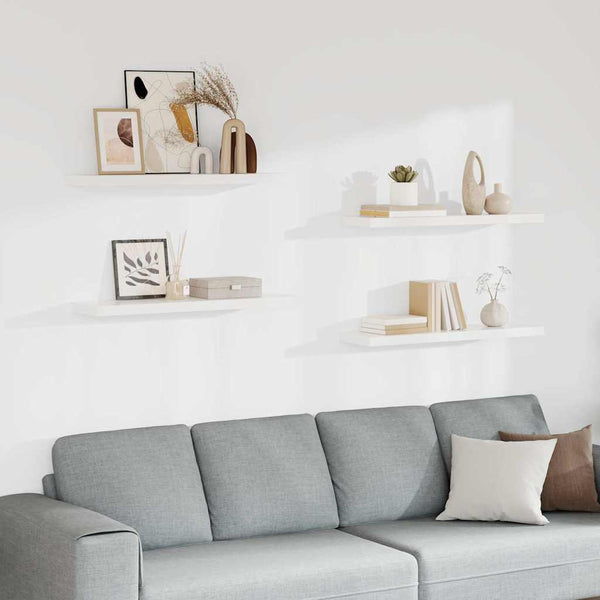 Vidaxl Floating 4 Pcs White 90X23.5X3.8 Cm Mdf Wall Shelves
