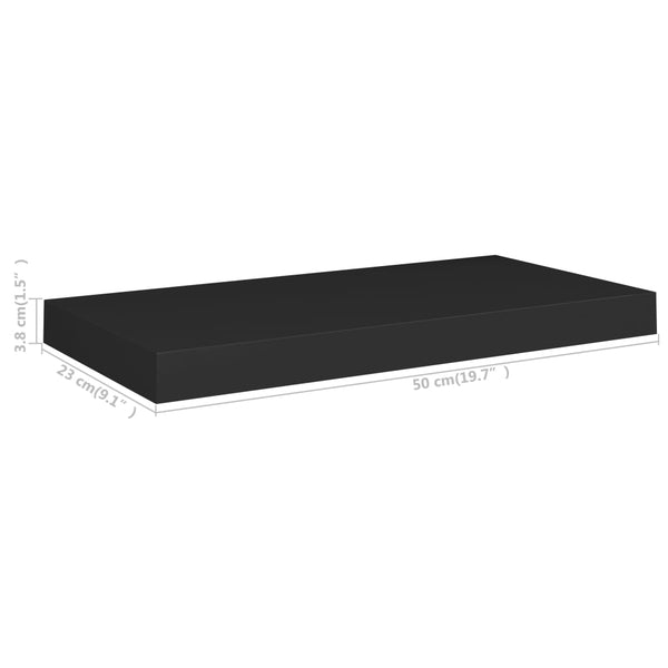 Floating Wall Shelf Black 50X23x3.8 Cm Mdf Wall Shelves