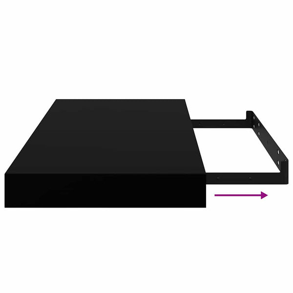 Vidaxl Floating Wall Shelf Black 50Cm Mdf Wall Shelves