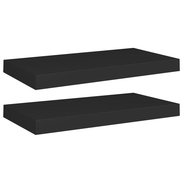 Floating 2 Pcs Black 50X23x3.8 Cm Mdf Wall Shelves
