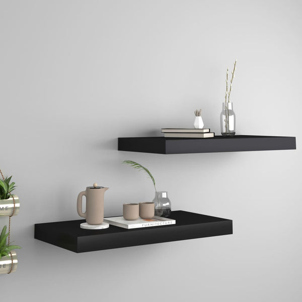 Floating 2 Pcs Black 50X23x3.8 Cm Mdf Wall Shelves