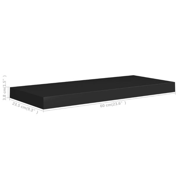 Floating Wall Shelf Black 60X23.5X3.8 Cm Mdf Bookshelves