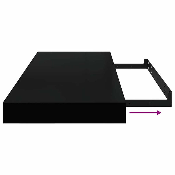 Vidaxl Floating Wall Shelf Black 60Cm Mdf Metal Wall Shelves