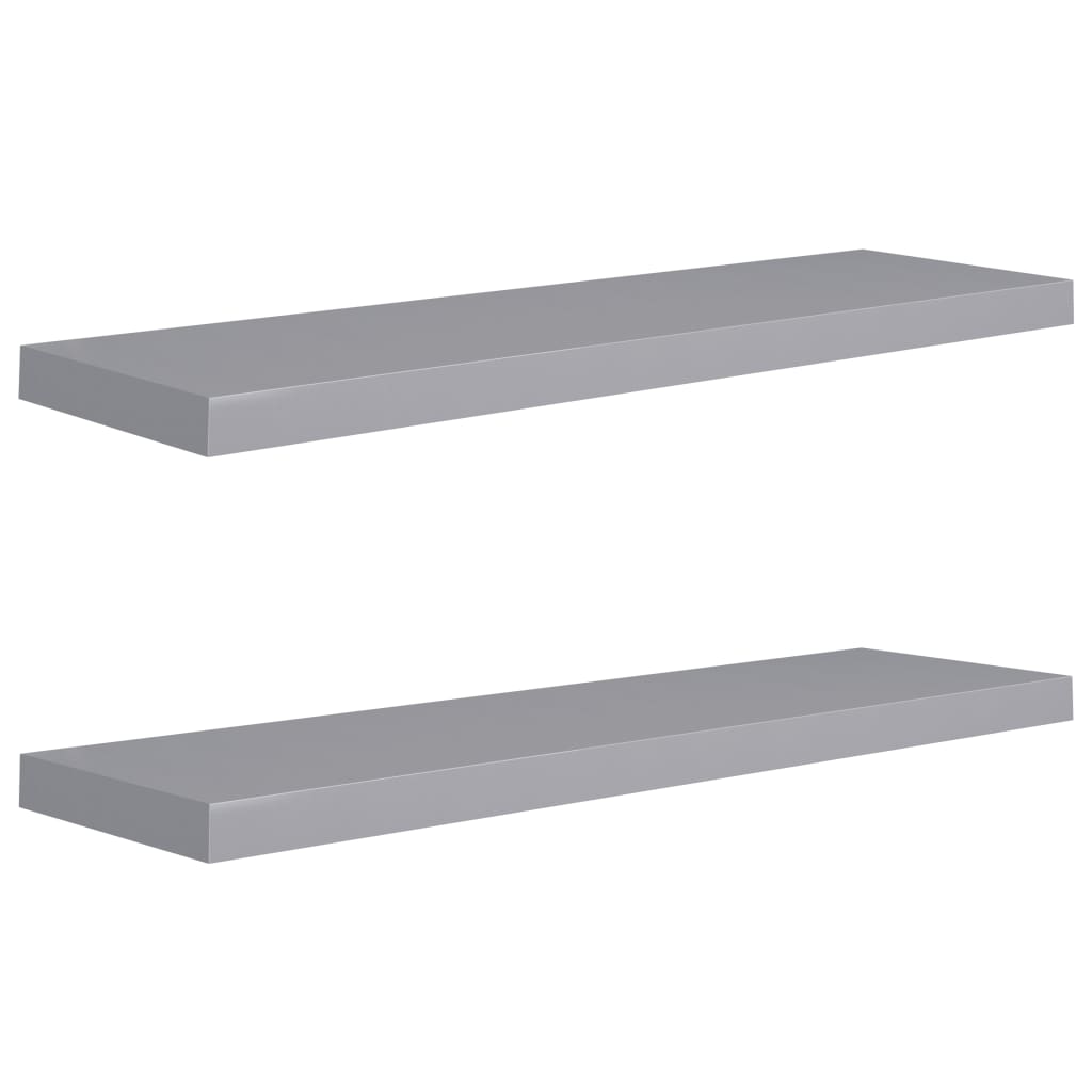 Floating 2 Pcs Grey 90X23.5X3.8 Cm Mdf Wall Shelves