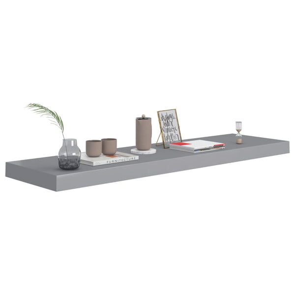 Floating 2 Pcs Grey 90X23.5X3.8 Cm Mdf Wall Shelves