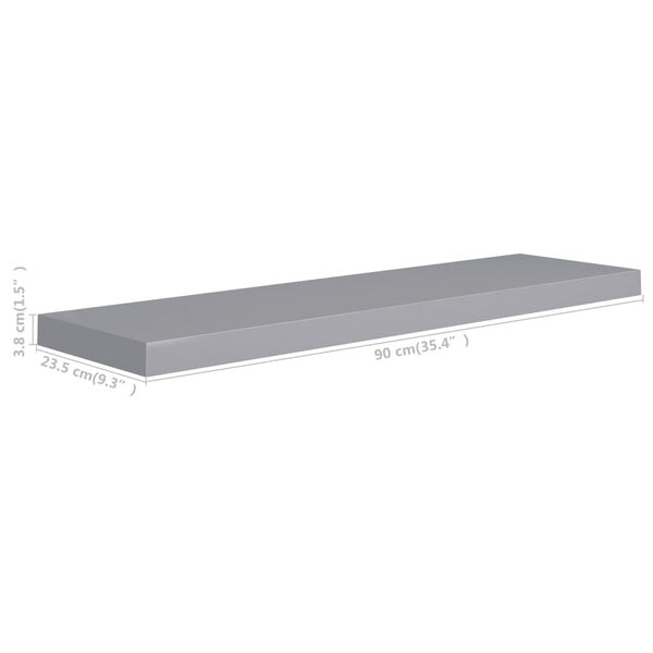 Floating 2 Pcs Grey 90X23.5X3.8 Cm Mdf Wall Shelves