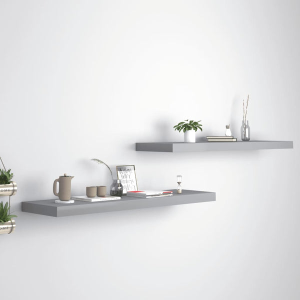 Floating 2 Pcs Grey 90X23.5X3.8 Cm Mdf Wall Shelves