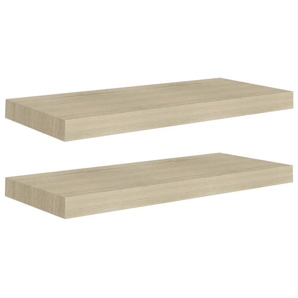 Floating Wall Shelves 2 Pcs Oak 60X23.5X3.8 Cm Mdf Bookshelves
