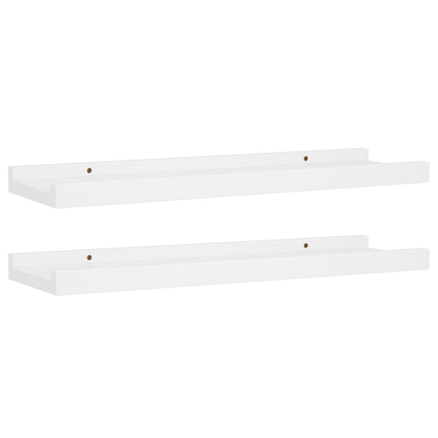 Picture Frame Ledge Shelves 2 Pcs White 40X9x3 Cm Mdf Bookshelves