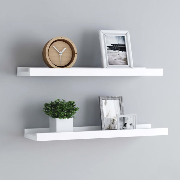 Picture Frame Ledge Shelves 2 Pcs White 40X9x3 Cm Mdf Bookshelves
