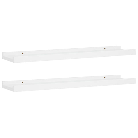 Picture Frame Ledge Shelves 2 Pcs White 60X9x3 Cm Mdf Bookshelves