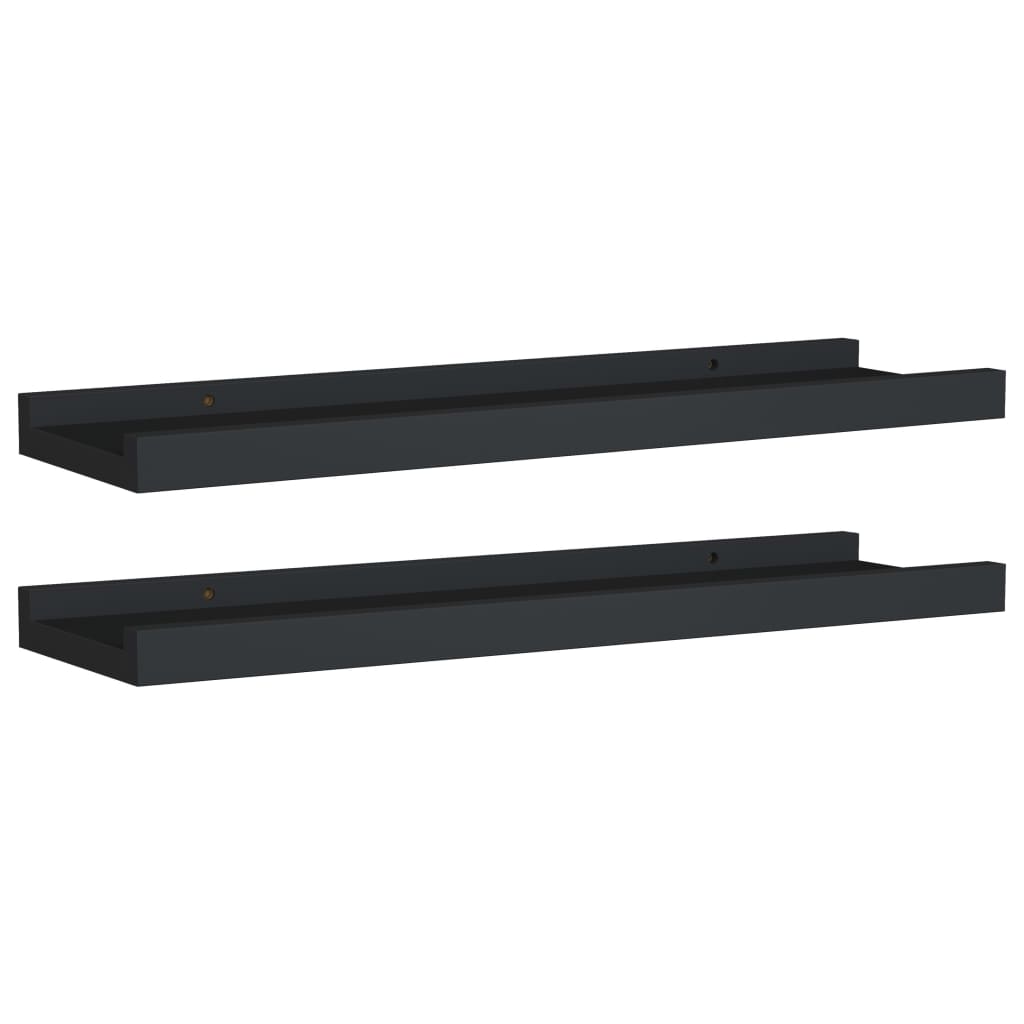 Picture Frame Ledge Shelves 2 Pcs Black 40X9x3 Cm Mdf Wall Shelves