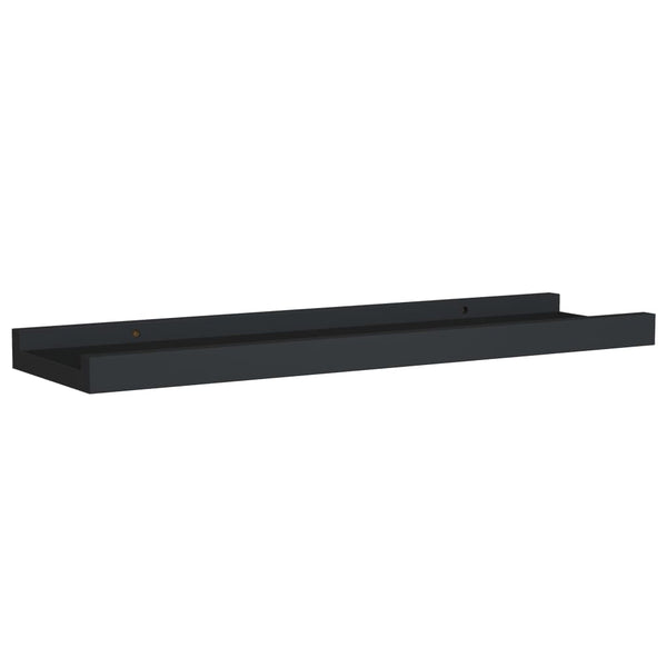 Picture Frame Ledge Shelves 2 Pcs Black 40X9x3 Cm Mdf Wall Shelves