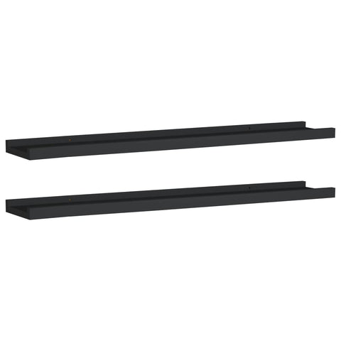 Picture Frame Ledge Shelves 2 Pcs Black 80X9x3 Cm Mdf Bookshelves