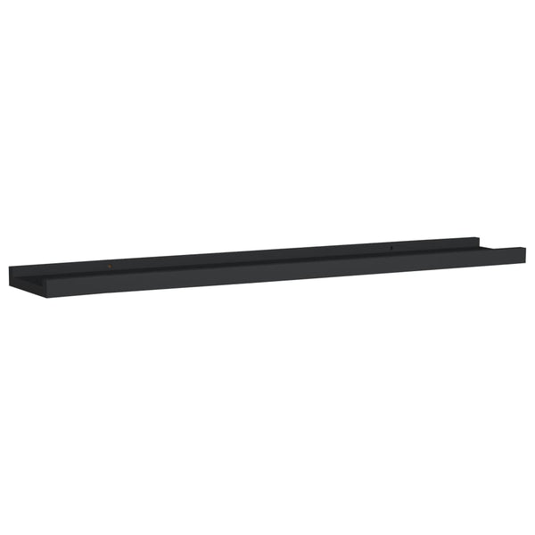 Picture Frame Ledge Shelves 2 Pcs Black 80X9x3 Cm Mdf Bookshelves