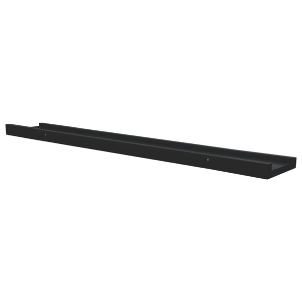 Picture Frame Ledge Shelves 2 Pcs Black 80X9x3 Cm Mdf Bookshelves
