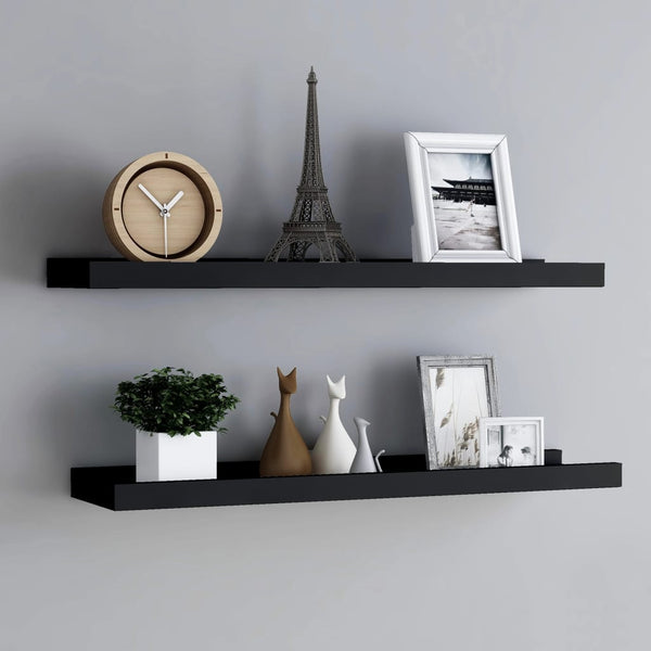 Picture Frame Ledge Shelves 2 Pcs Black 80X9x3 Cm Mdf Bookshelves